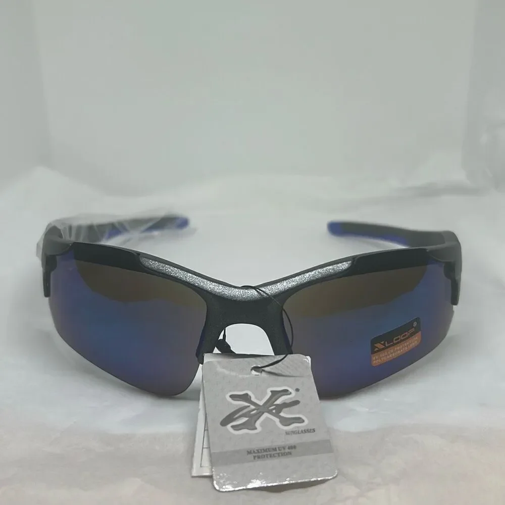 XLoop Sport Sunglasses – Blue Mirrored Lens – Shatter-Resistant UV400 Protection